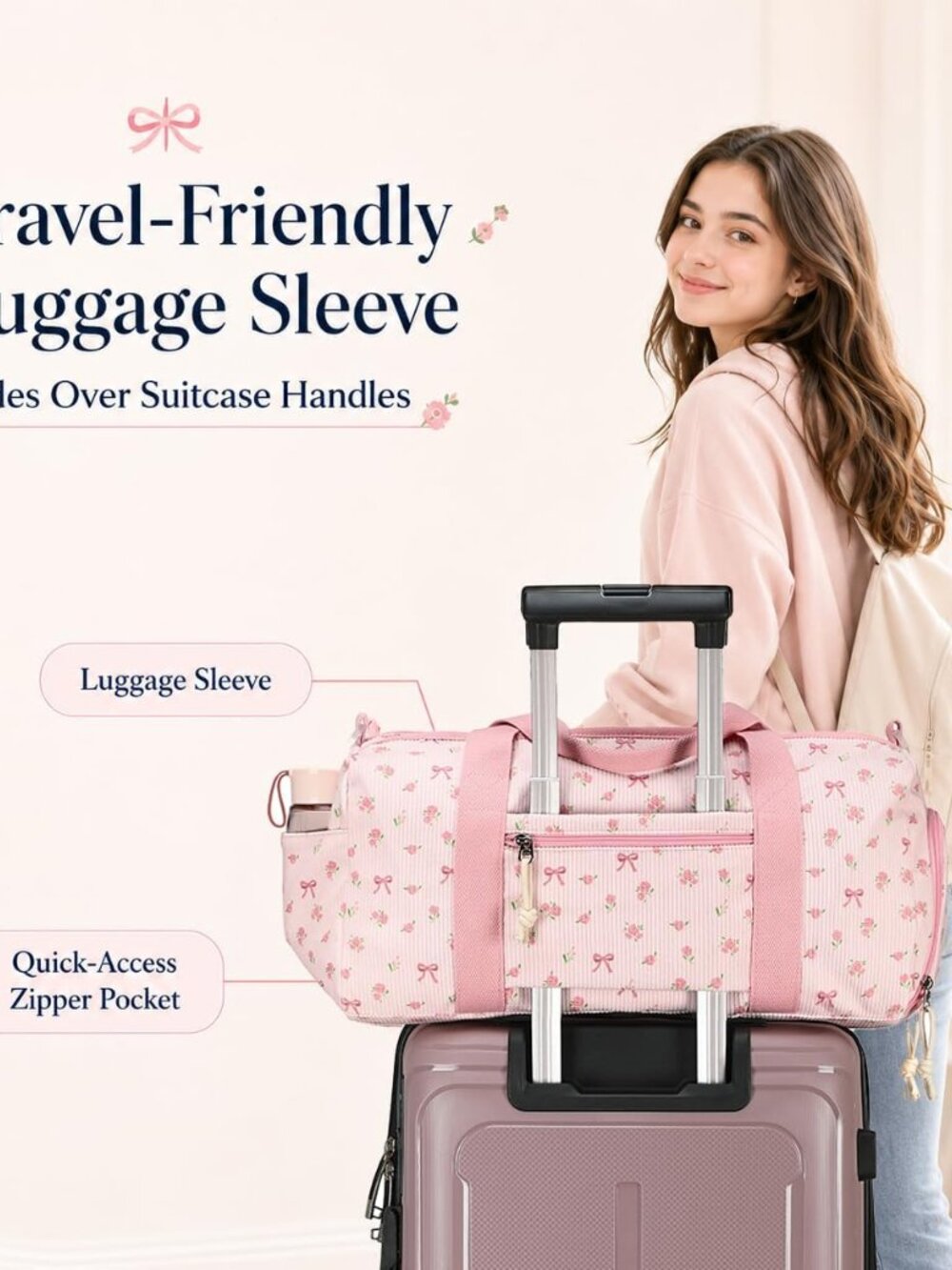 Duffle Bag Girls Kids Cute Gym Bag with Shoes Compartment & Wet Separation Water - Picture 7 of 9
